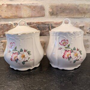 (2) Vintage House of Webster Ceramics Briar Rose Biscuit Barrel with Lid